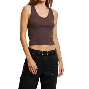 NEW PERFECTWHITETEE blondie structured rib bra friendy tank in cocoa powder